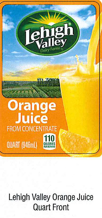 Lehigh Valley Orange Juice Recall