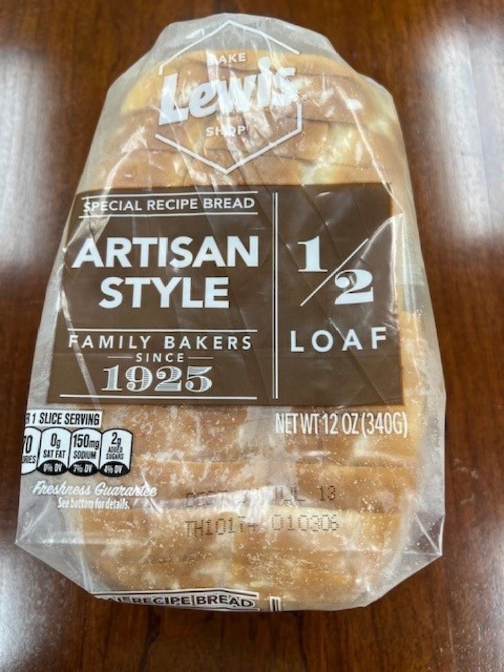 Lewis Bake Shop Artisan 1/2 Loaf Recalled For Hazelnuts