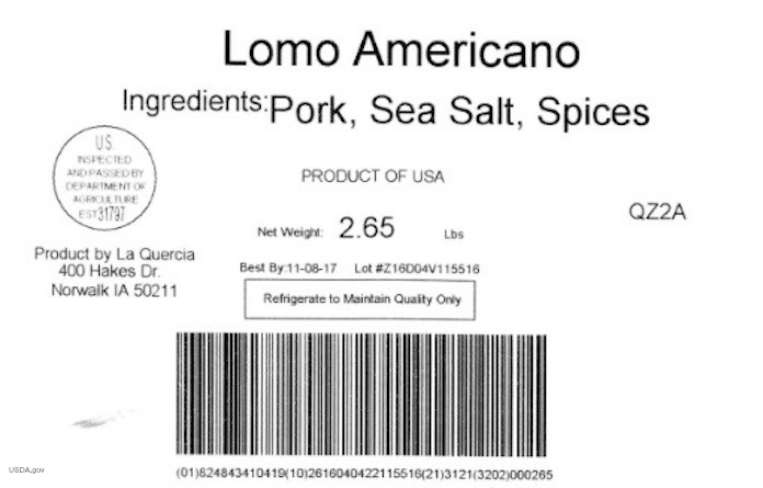 Lomo Americana Pork Recall