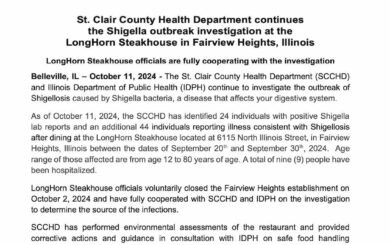 LongHorn Steakhouse Shigella Outbreak in IL Sickens 68 People