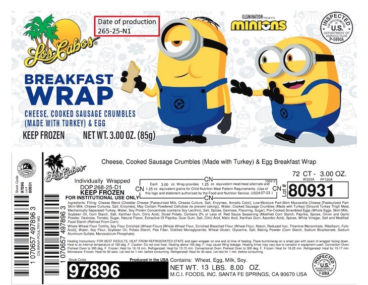 M.C.I Foods Breakfast Burritos and Wraps Recalled For Listeria