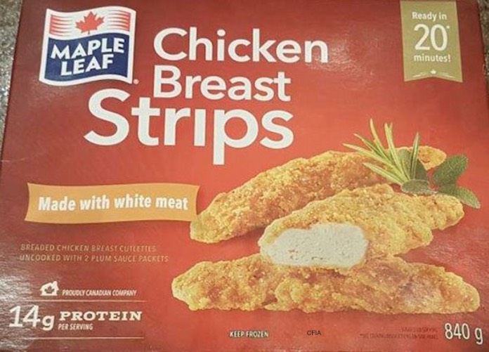 Maple Leaf Chicken Breast Strips Staphylococcus Recall