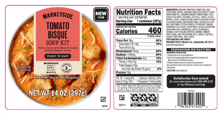 Marketside Tomato Bisque Soup Kit Recalled For Listeria