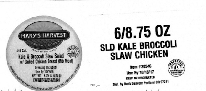 Mary Harvest Kale Chicken Salad Listeria Recall