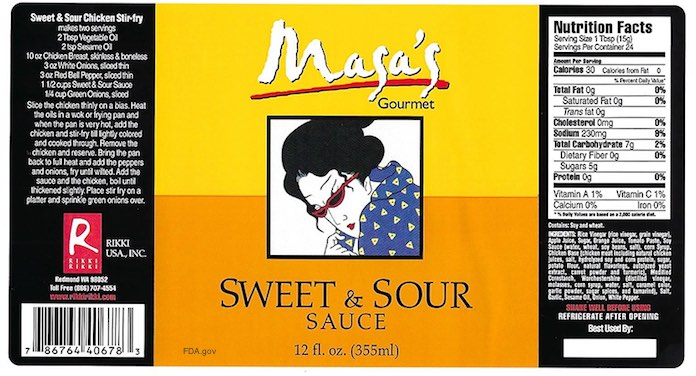 Masa's Sweet and Sour Sauce Recall