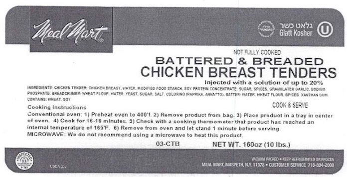 Meal Mart Chicken Tenders Recall