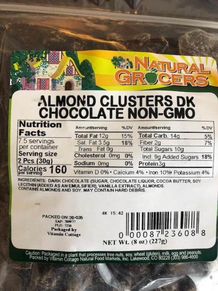 Natural Grocers Recalls Dark Chocolate Almond Clusters For Peanuts