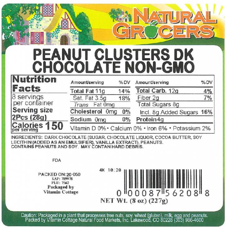Natural Grocers Dark Chocolate Peanut Clusters Recalled For Almonds