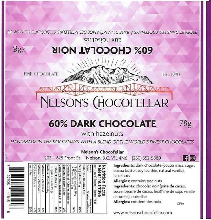 Nelsons' Chocofellar Dark Chocolate Candies Recalled For Milk
