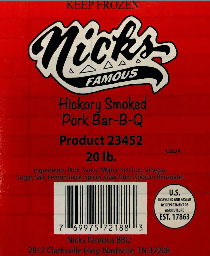 Nick's Famous Bar-B-Q Pork Recalled For Possible Listeria Contamination