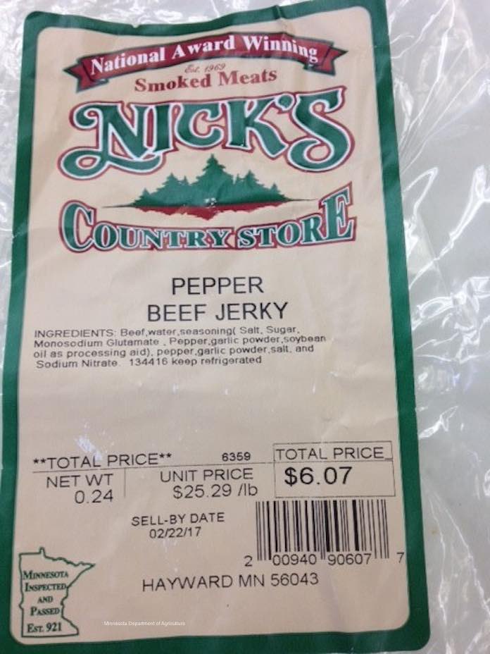 Nick's Pepper Beef Jerky Recall