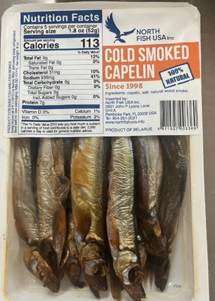 North Fish Cold Smoked Capelin Recalled For Potential Botulism