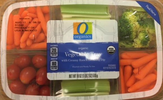 O organics vegetable tray