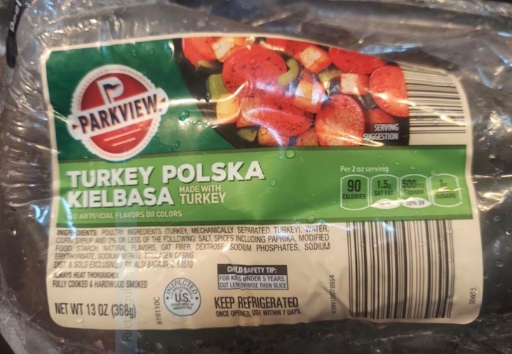 Parkview Turkey Polska Kielbasa kemik parçaları nedeniyle geri çağrıldı
