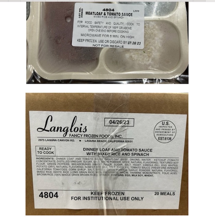 Public Health Alert For Langlois Frozen Meatloaf For Milk