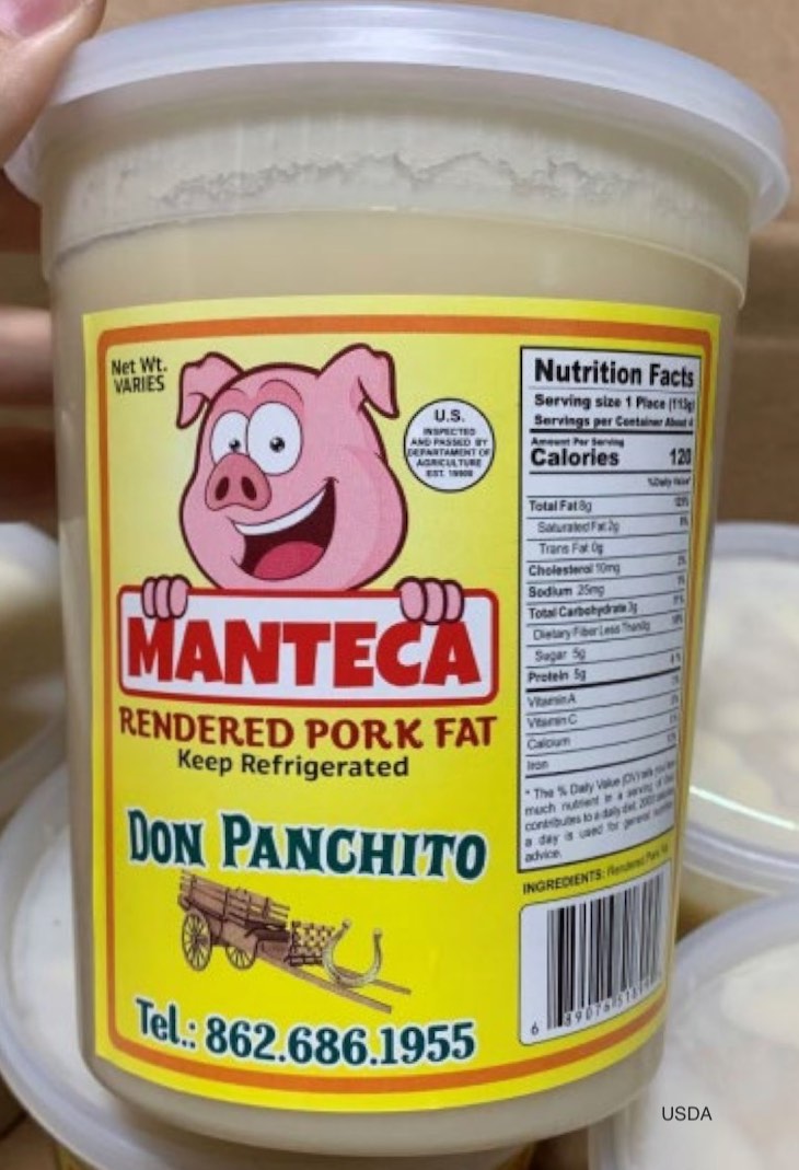 Public Health Alert For Manteca Rendered Pork Fat For No Inspection
