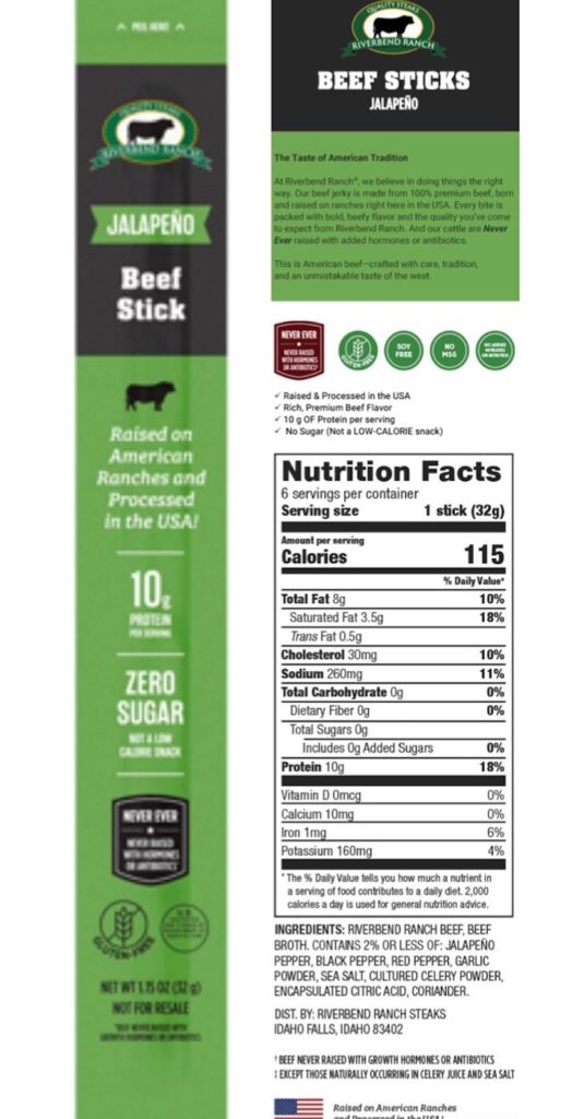 Public Health Alert For Riverbend Beef Sticks For Plastic