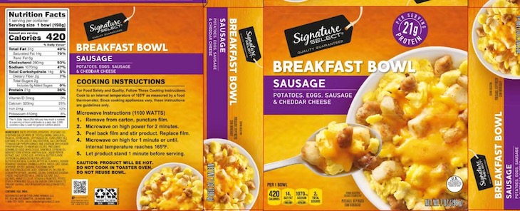 Public Health Alert For Signature Select Breakfast Bowl Products
