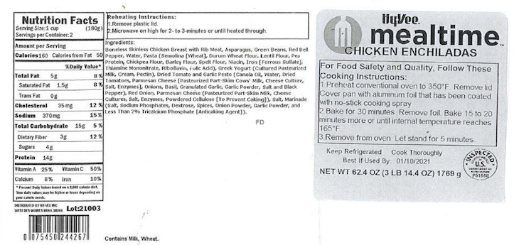 Public Health Alert Issued For HyVee Chicken Enchiladas