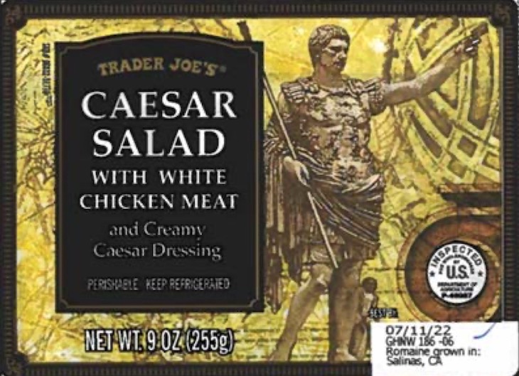 Public Health Alert for Trader Joe's Caesar Salad with Chicken