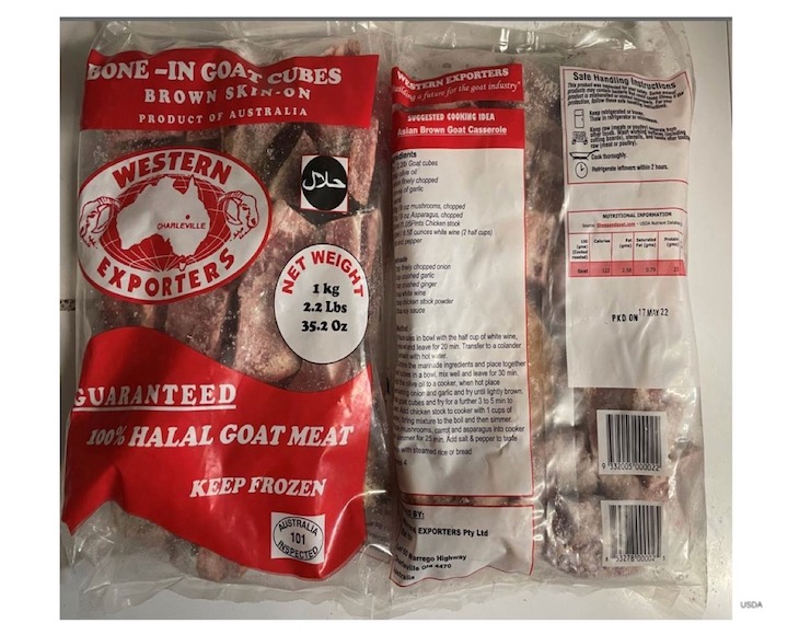 Raw Bone-in Goat Products Recalled For Lack of Inspection