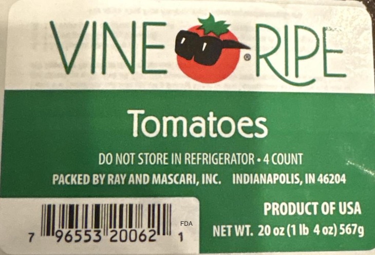 Ray & Mascari Recalls 4 Count Tomatoes For Possible Salmonella