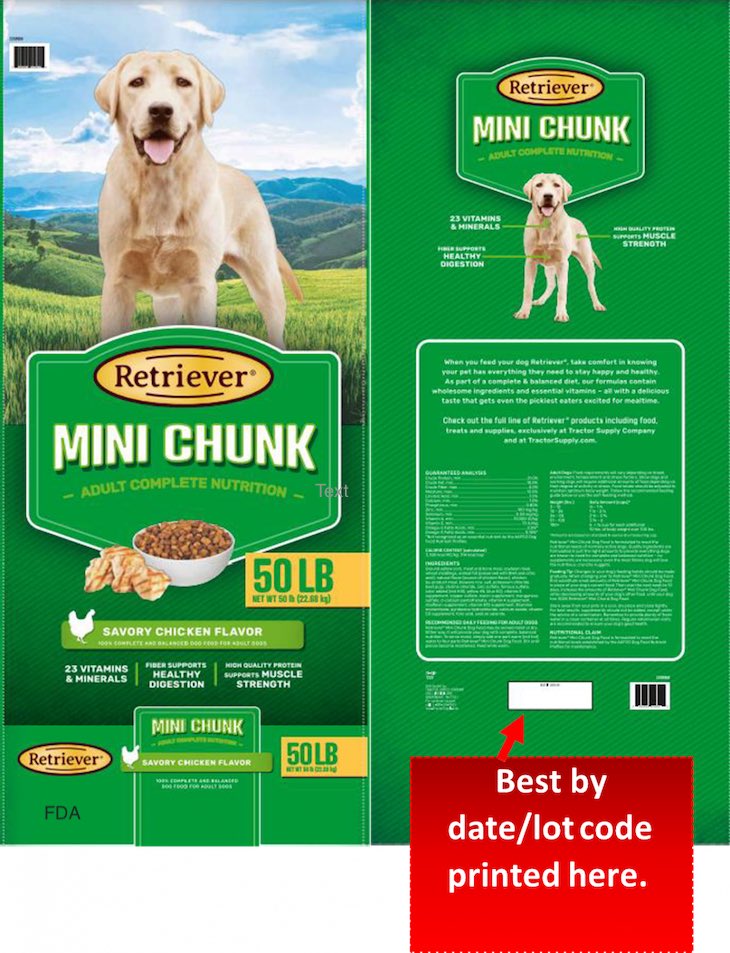 Retriever Mini Chunk Chicken Dry Dog Food Recalled For Salmonella