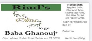Riad’s Oliva to Go Baba Ghanouj Recalled For Undeclared Sesame