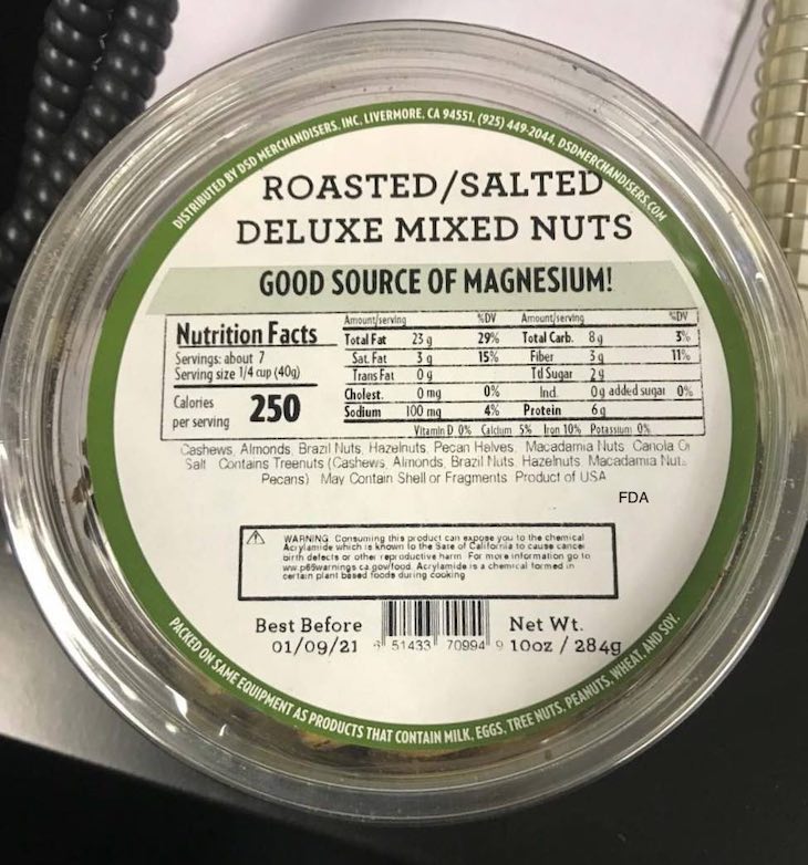 Roasted Salted Deluxe Mixed Nuts Recalled For Undeclared Peanuts