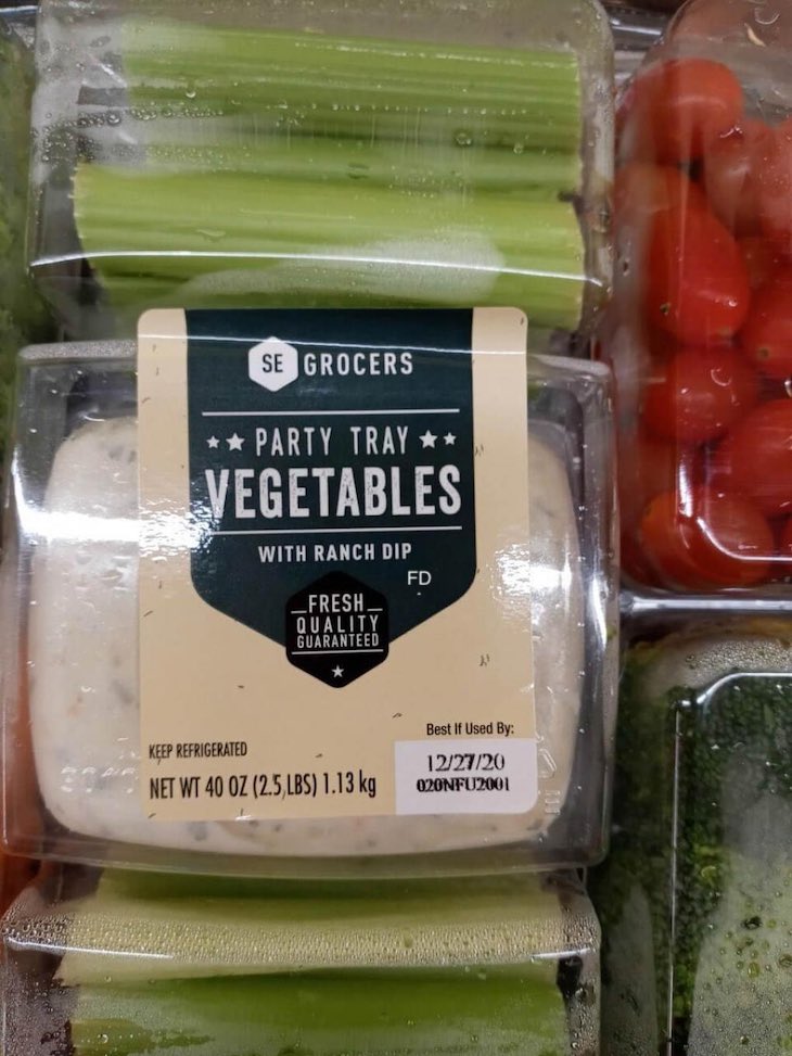 SE Grocers Party Tray with Vegetables Recalled For Allergen