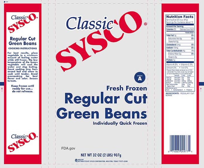 SYSCO Green Bean Listeria Recall