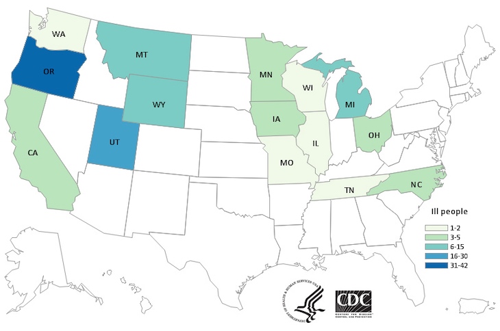 Unidentified Salmonella Newport Outbreak Sickens 125 in 15 States
