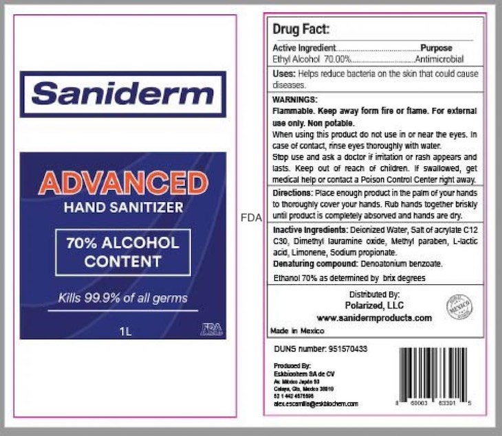 Saniderm Advanced Hand Sanitizer Recalled For Undeclared Methanol