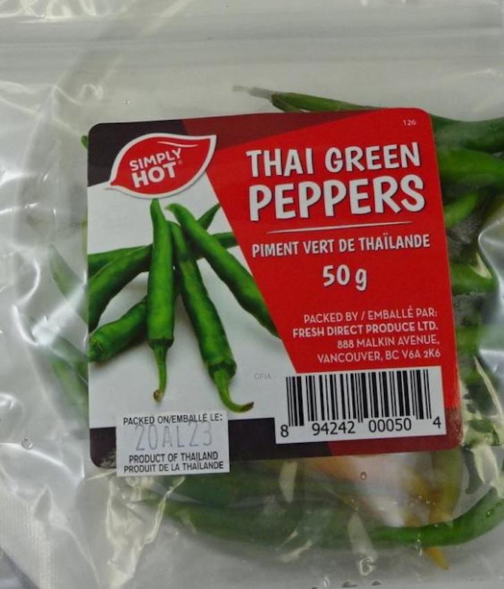 Simply Hot Thai Green Peppers Recalled For Salmonella