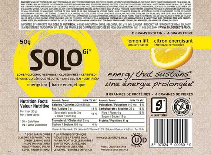 SoLo GI Energy Bars E. coli Recall