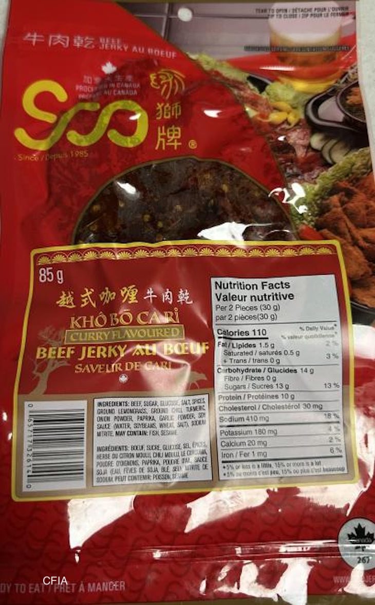 Soo Beef Jerky Recalled in Canada For Undeclared Mustard