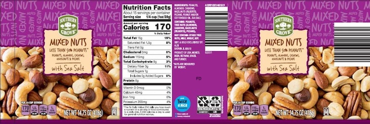 Southern Grove Mixed Nuts Recalled For Undeclared Brazil nuts