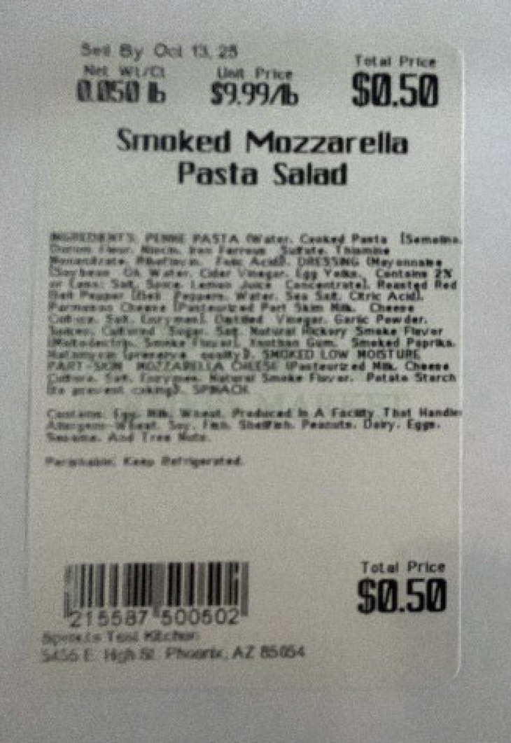 Sprouts Smoked Mozzarella Pasta Salad Recalled For Listeria