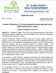 LongHorn Steakhouse Shigella Outbreak Sickens 92, Reopens