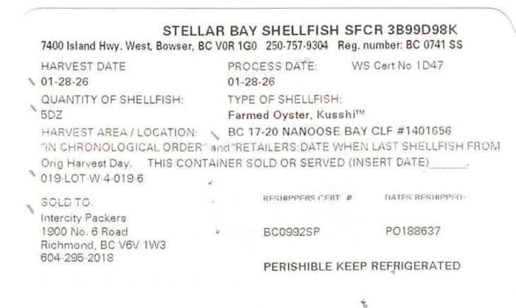 Stellar Bay Oysters Recalled in Canada Amid Norovirus Outbreak