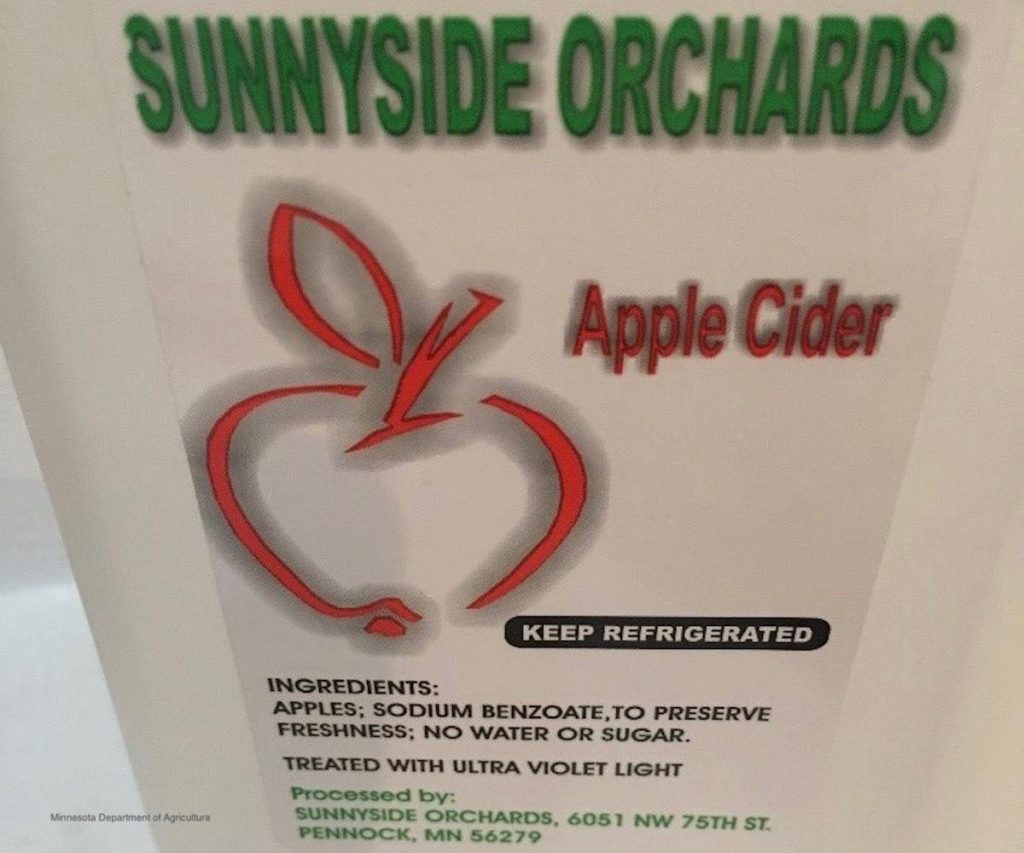 Sunnyside Orchards Recalling Apple Cider For Inadequate Processing