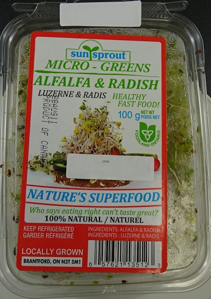 Sunsprout Micro Greens Alfalfa and Radish Recalled For Salmonella