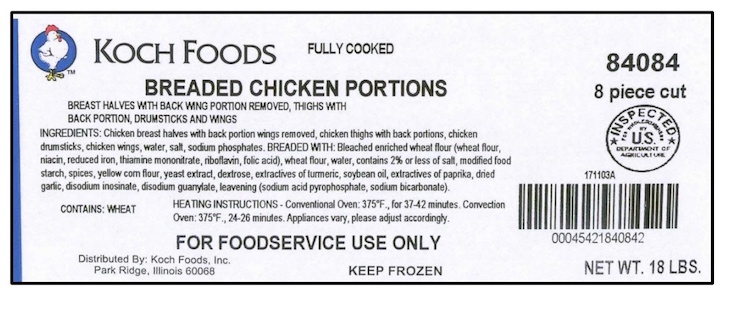 Suzanna's Kitchen Cooked Breaded Chicken Recalled For Soy