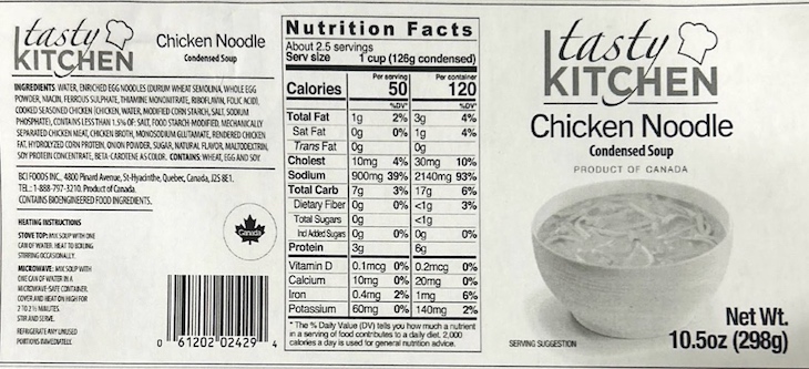 Tasty Kitchen Chicken Noodle Soup Recalled For No Inspection