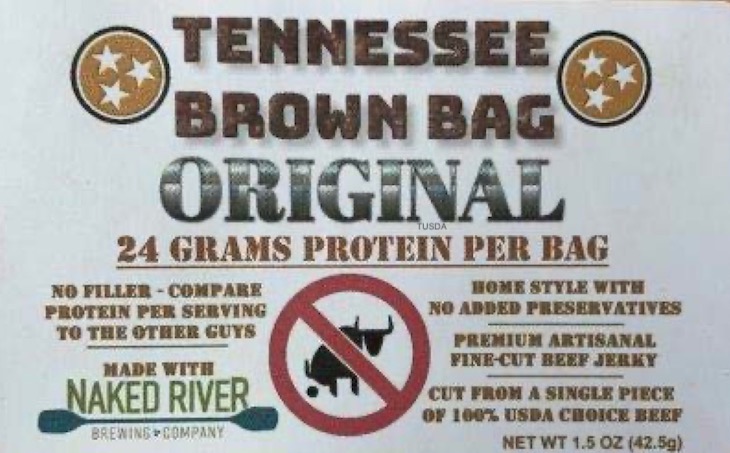 Tennessee Brown Bag Beef Jerky Recalled For Lack of Inspection