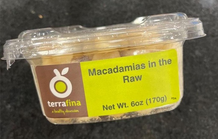 Terrafina Macadamia in the Raw Recalled For Salmonella