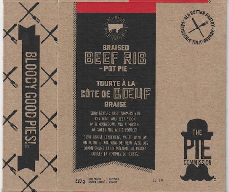 The Pie Commission Beef Rib Pot Pie Recalled For Anchovies