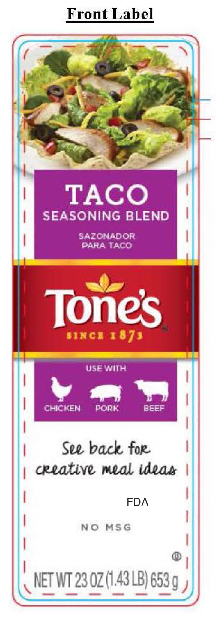 Tone's Taco Seasoning Blend Recalled For Undeclared Wheat