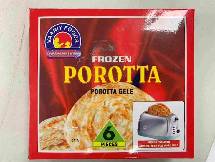 Vaaniy Foods Frozen Porotta Recall Updated in Canada For Milk