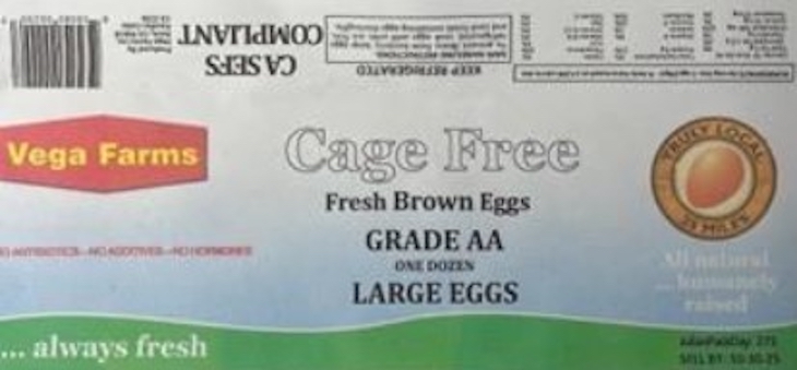 Vega Farms Eggs Salmonella Outbreak Sickens 63 in California
